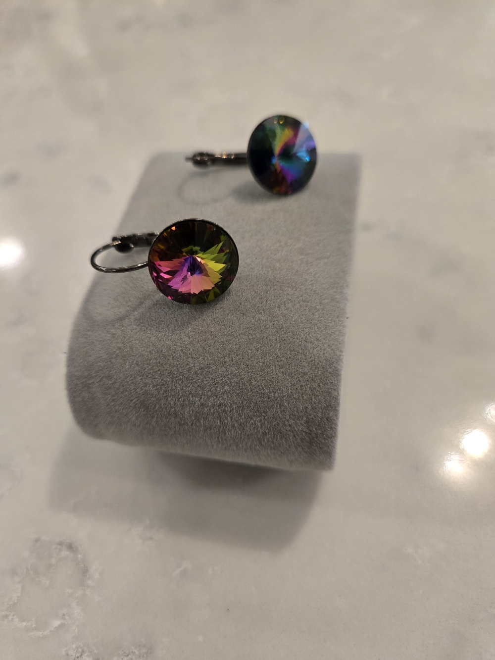 Electra Rivoli Crystal Drop Earrings - Multi-Color In Black Setting - Picture 2 of 4